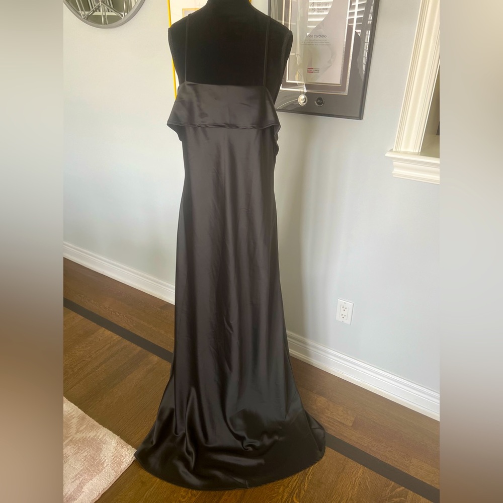 ESSENTIALS BY ABS Long Floor length Satin Black Gown Size 12 Brand New